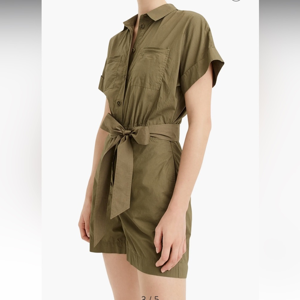 J.CREW SOLID OLIVE GREEN BUTTON-ON ROMPER SIZE 4 - Picture 4 of 9